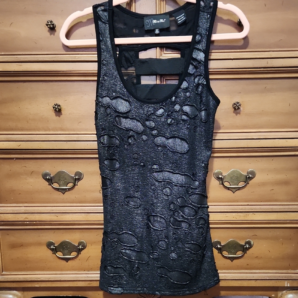 Miss Me Black Mesh Detail Top